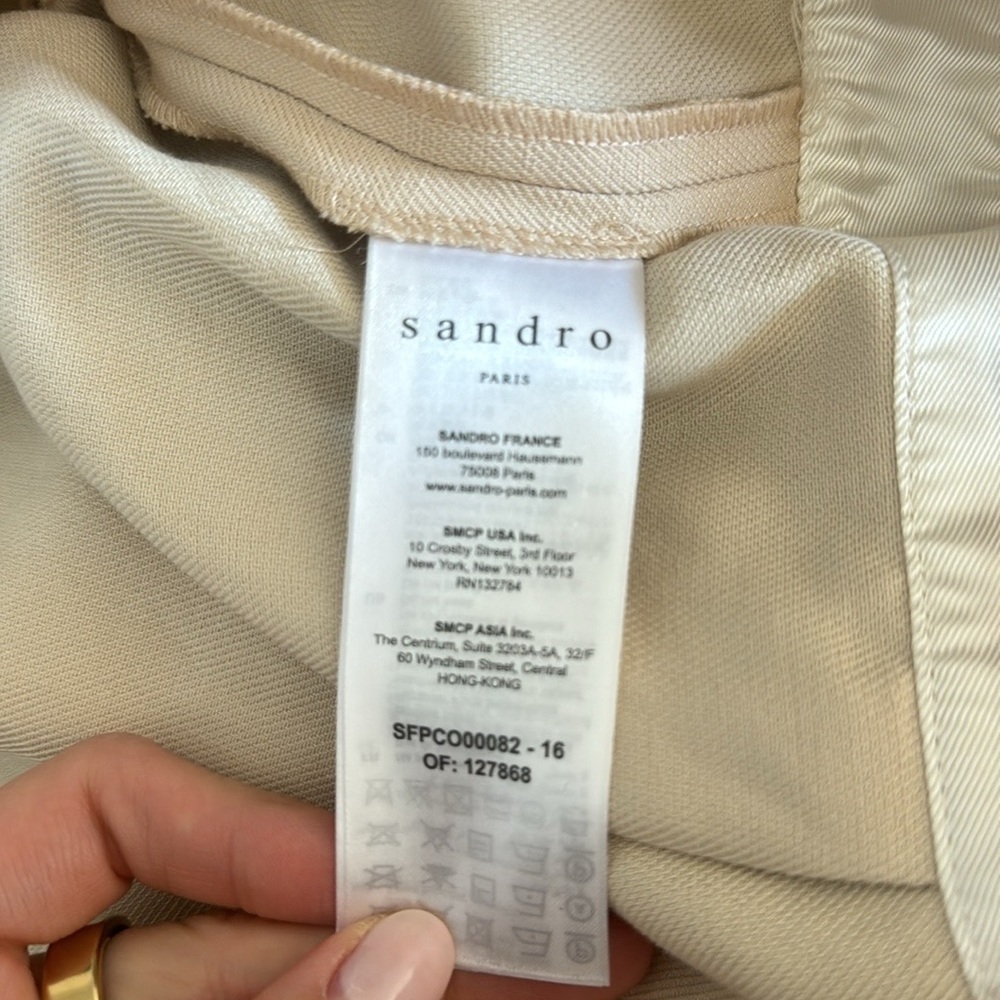Sandro Uno Pleated Cotton And Linen-blend Twill Jumpsuit In Beige - Picture 9 of 11
